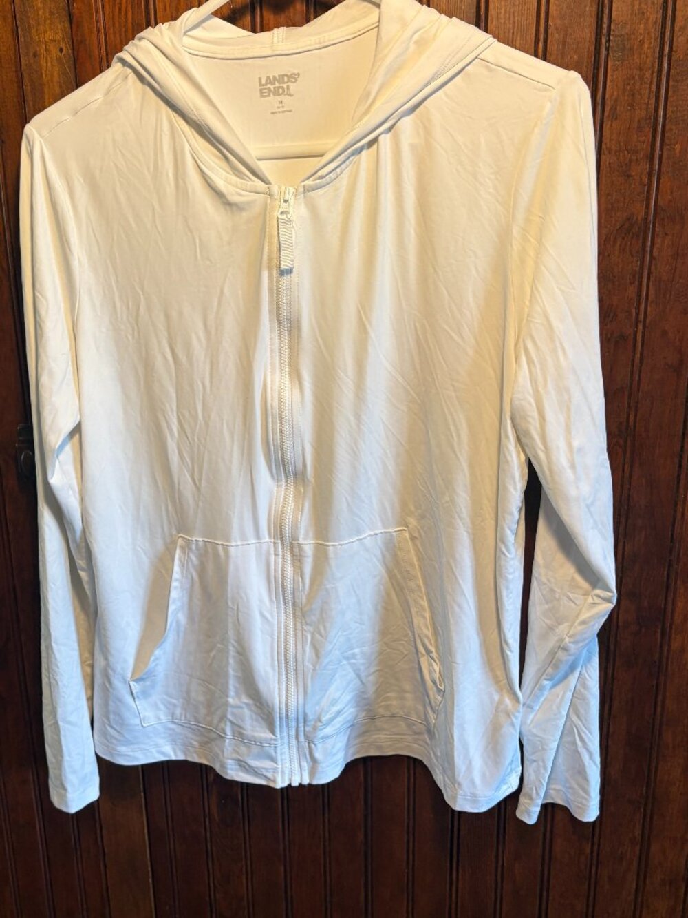 Lands End white swim hoodie. Size medium